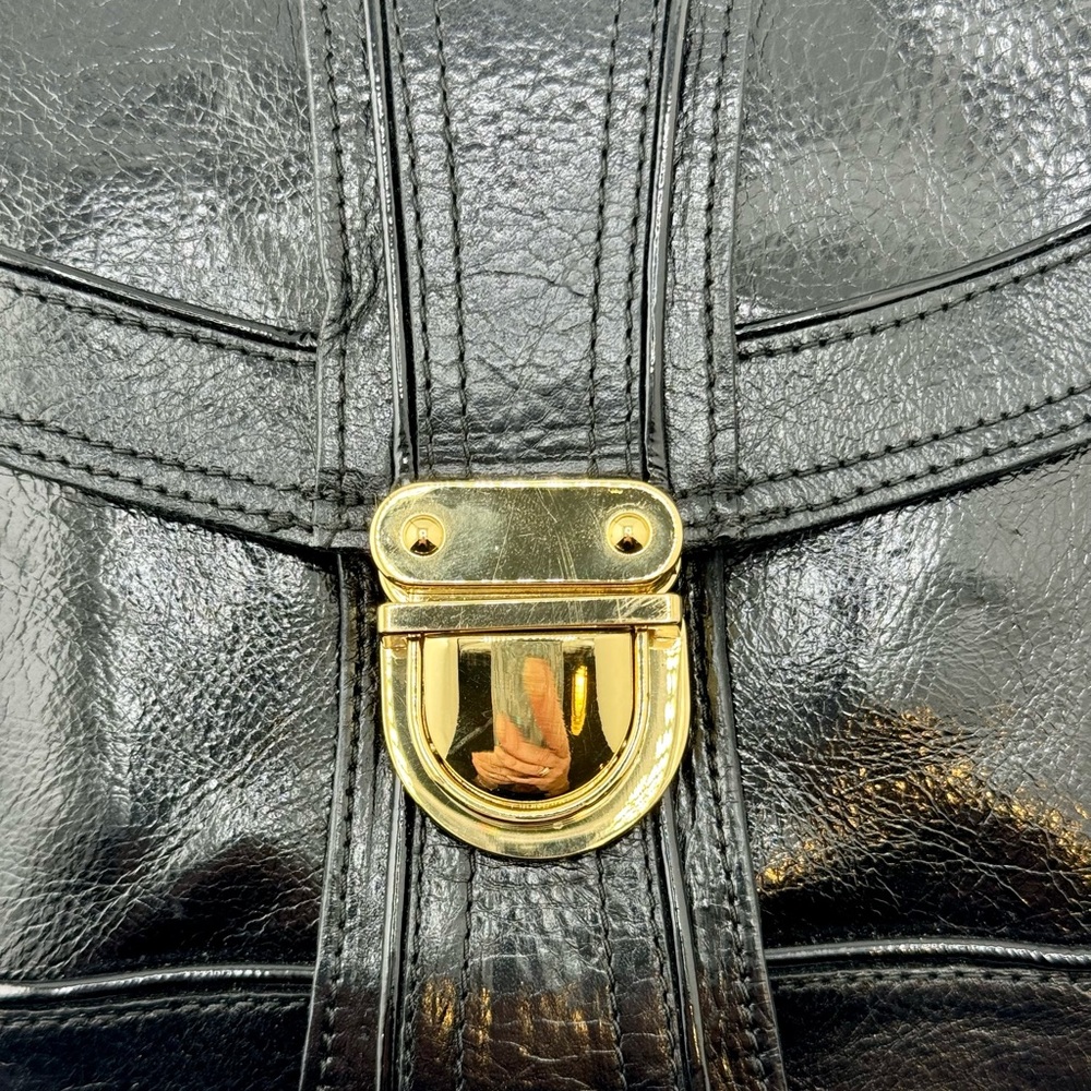 NWOT Black Italian leather bag with gold hardware. Made in USA 🇺🇸 NWOT